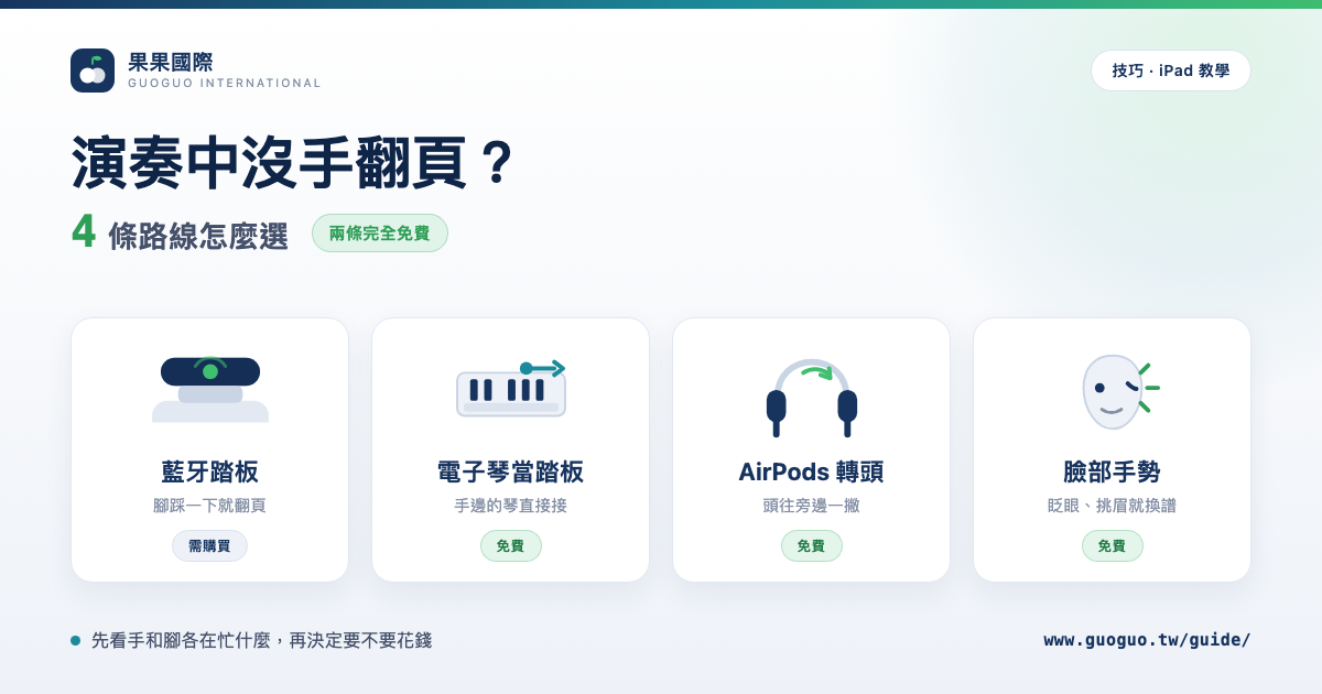 演奏中沒手翻頁？四條路線怎麼選