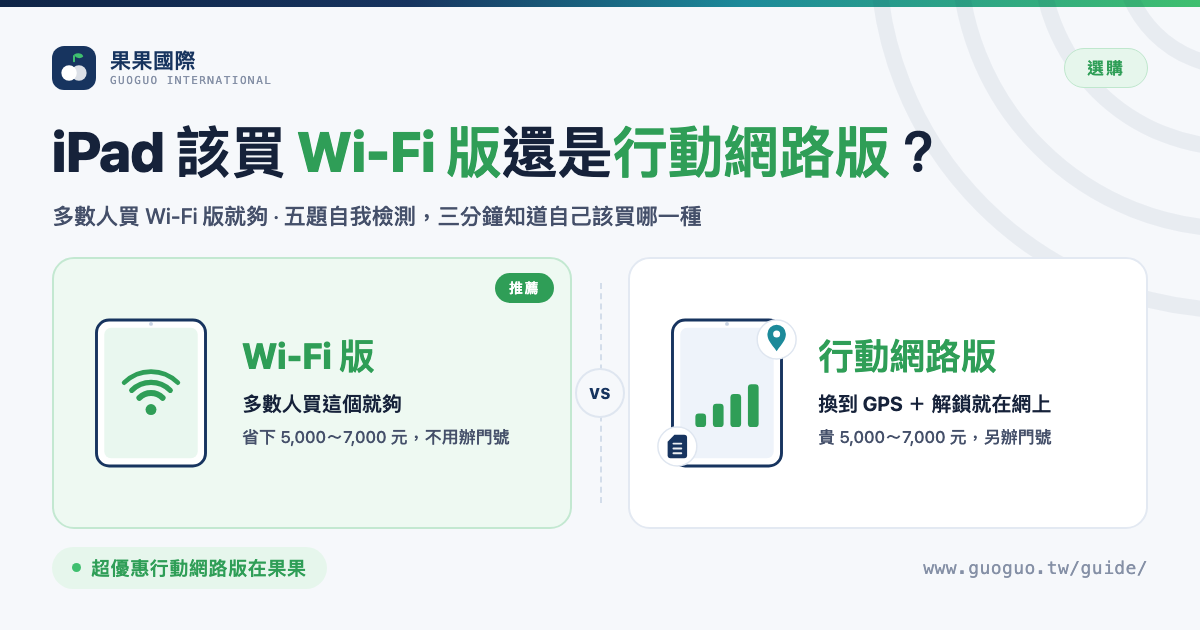 iPad 該買 Wi-Fi 版還是行動網路版？